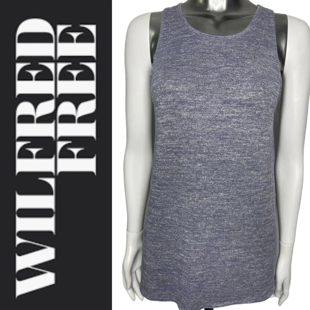 🛍️3/$40 Aritzia Wilfred Free Heather Blue Sleeveless  Tunic Top Size Small